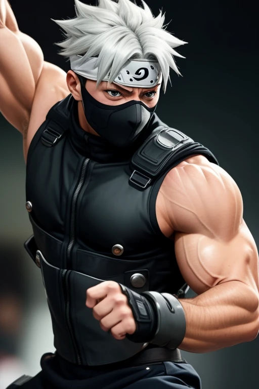 best quality,masterpiece, Kakashi Anbu,Ultra high detail,A handsome hunky muscular, in action