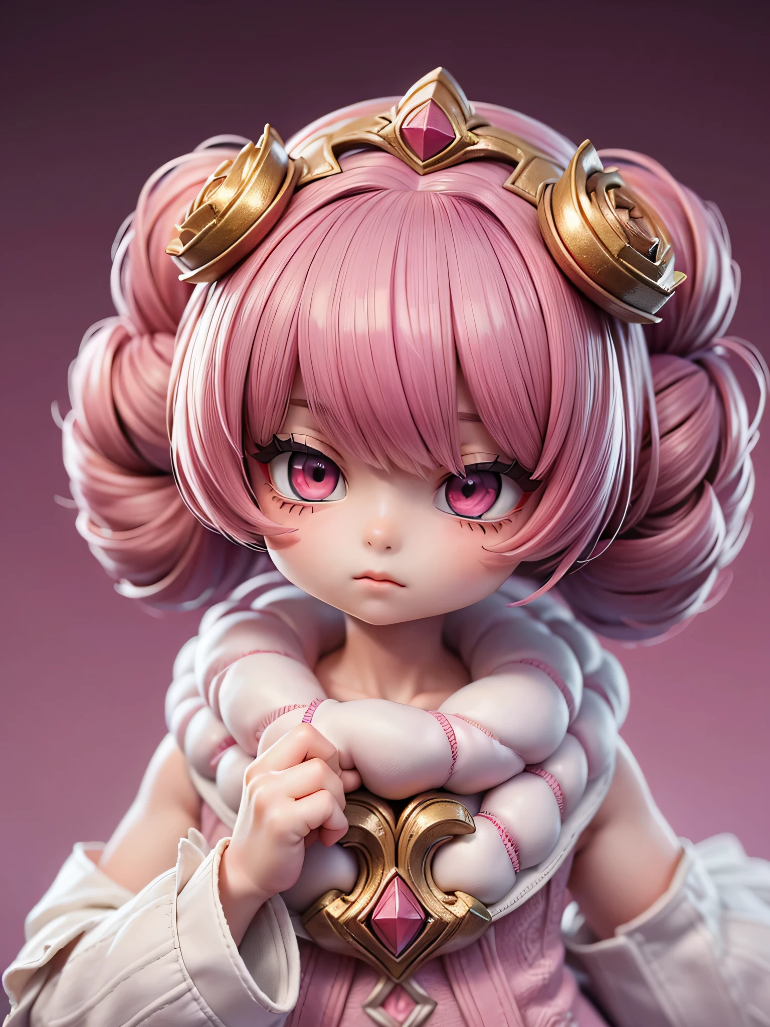 (limited palette), Best quality, (((Masterpiece))), (((Beautiful detailed hair))), (((beautiful detailed skin))), Solo, , Younger, , (((pink hair))), pink eyes, (mascara), Blunt bangs, ((Hair over eyes)), short hair, Medium breasts, Frilled white dress, White frills, Too much decoration, Rose, Noble, setia, The bride hair, (((Eye focus))), (((Expressionless))), The background is blurred out, Empty eyes, Blank eyes, (Red theme), bedroom background, view the viewer, (((hair tucking))), (((Night))), Semi-closed Eyes, Close-up, (((hair adornments))), Upright body, Neatly cut bangs, Braided hair at the back of your head, Sleeveless dress,