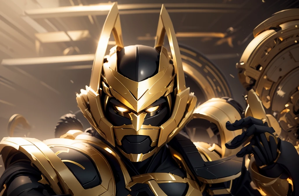 Color changes to black,Some black and gold(Ensure its layering and armor texture,There are a lot of mechanical textures,Black as the main color,Gold as a secondary hue,Need to appear around the body,But the proportion of red is much higher than that of gold)