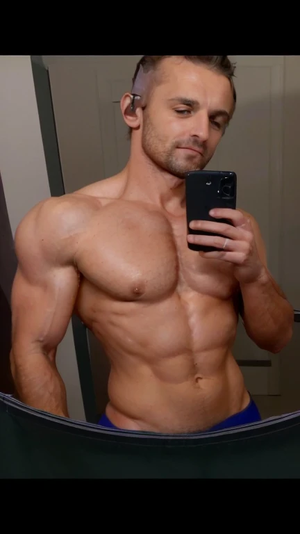 Je voudrais que la personne que la photo paraisse plus musclée, en particulier au niveau des abdos. Please check carefully that the results generated will be in line with reality.. (Nombre et insertions des abdominaux par exemple)