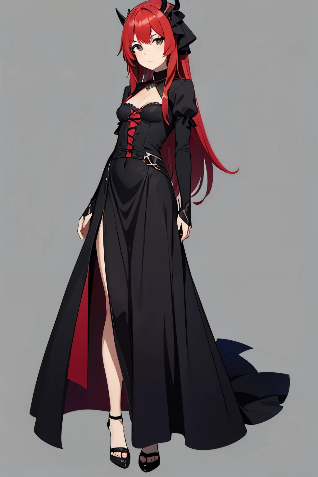 This character is a teenage girl with horns that are 13.2 centimeters high and 1.28 centimeters thick. The horns are located on the upper left side of her head, showing remnants of her previous life as a Hollow helmet.
Ella tiene corto, rojo y Fuego carmesí
Her hair is short and reaches her shoulders. She has small breasts, approximately 2 and 1.5 centimeters high and 1.10 centimeters thick. She is 20 years a woman in a red and black dress with a veil, gothic maiden anime girl, cute anime waifu in a nice dress, anime girl wearing a black dress, wearing fantasy formal clothing, grayscale phtoto with red dress, an elegant gothic princess, rias gremory, black red white clothes, my dress up darling anime, full body adoptable, outfit design
(Estos tatuajes de cuerpo 8.9 great attention to detail.)