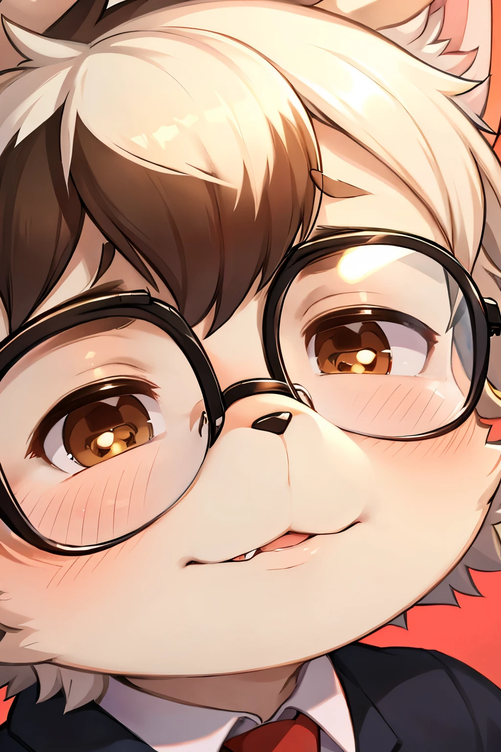 cute furry boy, toddler boy, glasses, close up face