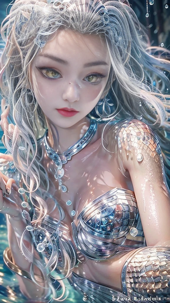 (Perfect image quality + Master detail),On the beach, a girl with white hair lies prone on the ground,The sea slowly engulfed her,It seems that everything is so rosy,It was as if night had fallen...