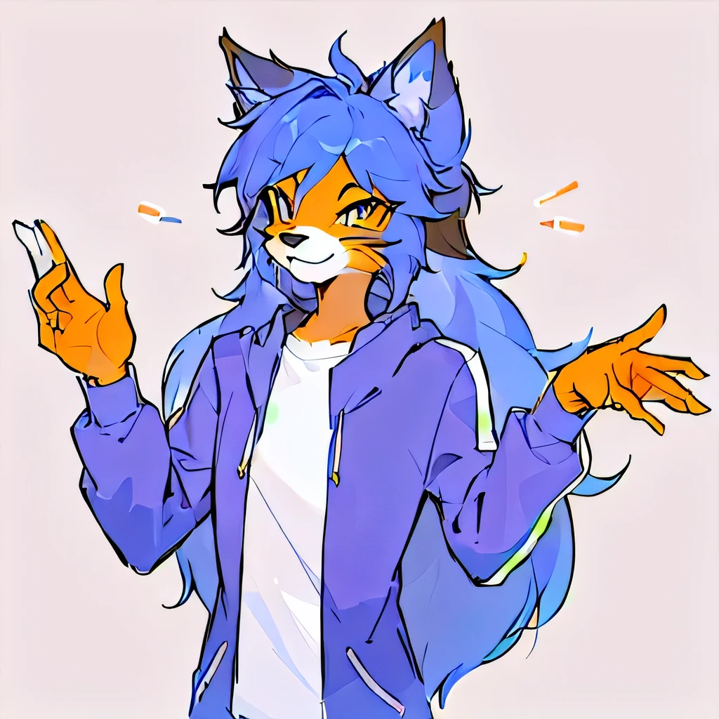 un primer plano de un zorro de dibujos animados con una chaqueta azul y una camisa blanca, furson wearing stylish clothes, furson!!!!, un zorro antro, female furson, furafinidad peluda, furry furson, furson commission, generic hairy style, Personaje peludo, tonic the fox, furaffinity furson, furson furry art commission, furaffinity commission