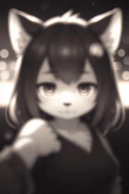 (Nobuyoshi Araki style) , (Grainy, blurry, bokeh:1.6) , The decisive moment , (Extreme Perspective:0.75) , Shallow depth of field , rule of thirds , (old monochrome film , TRY-X:1.2) , (Bokeh) , realistic hairy fur , round face , round eyes , Swollen cheeks , hair ties , looking away , 1900s artistic pornography , Middle age lady , A luxury hotel room , show off body line , Sexy hand movements