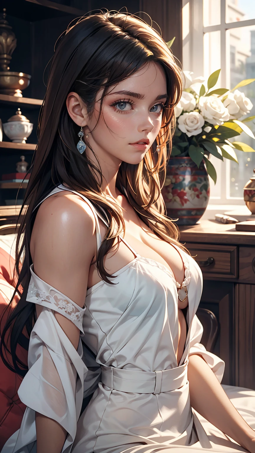 high quality, 最high quality, Realistic, RAW Photos, Realistic, Ultra-realistic 8K CG, Super detailed, High resolution, masterpiece, 1 girl, 18-year-old, Beautiful face of a woman, Soft Face, elegant, Long Hair, blue eyes, Light blue eyes, close, Intricate details, Detailed Texture, Fine details, Front Face , Natural female body, sexy, Very beautiful young woman's face,