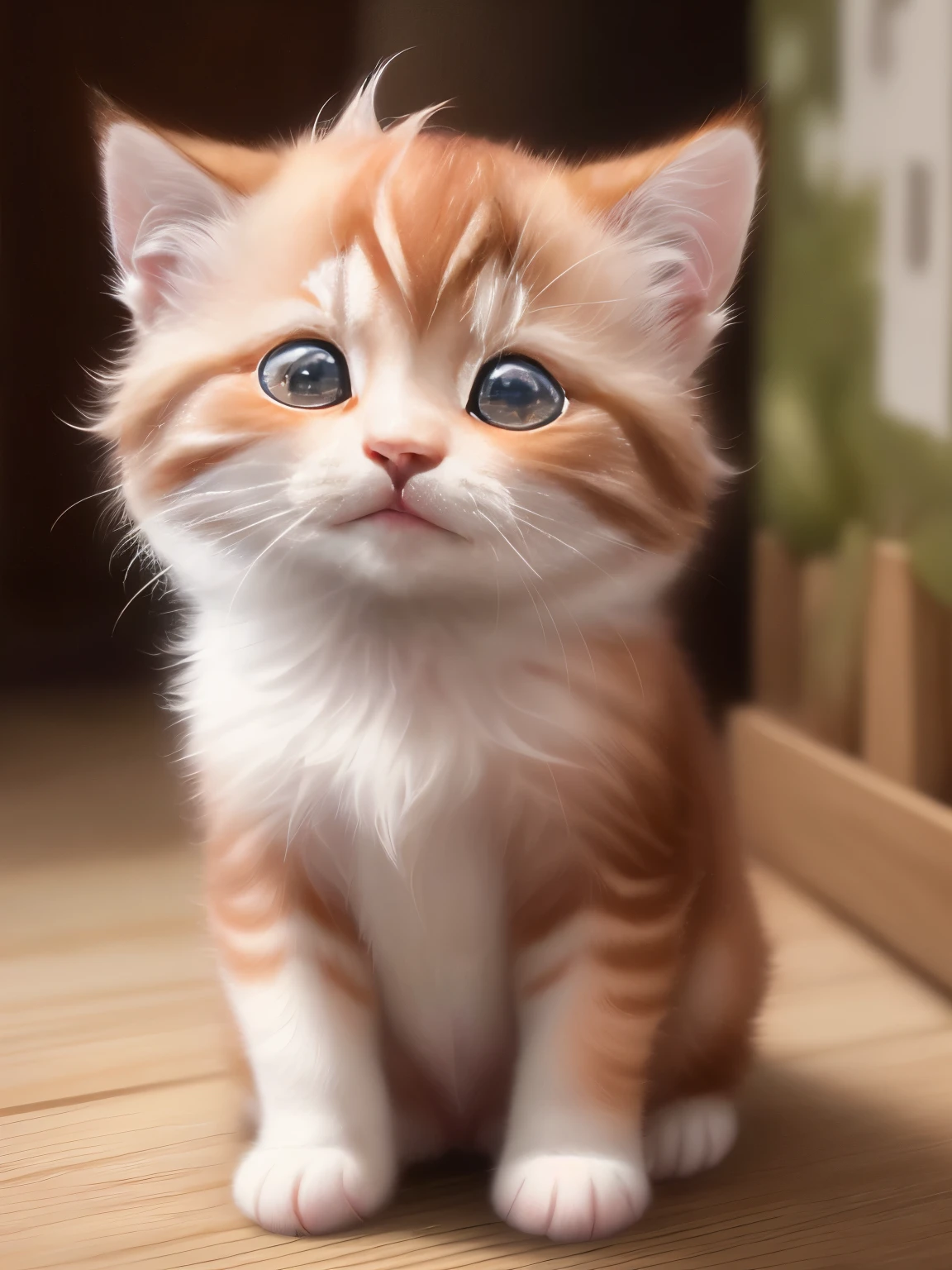 (highest quality,4K,8k,High resolution,masterpiece:1.2),Super detailed,(Realistic,Realistic,Photorealistic:1.37),indoor,Cute reddish brown kitten,White nose、(Mostly white)、All front legs are white、Art Gallery、(Very small kitten)、Sleeping、Random Pause