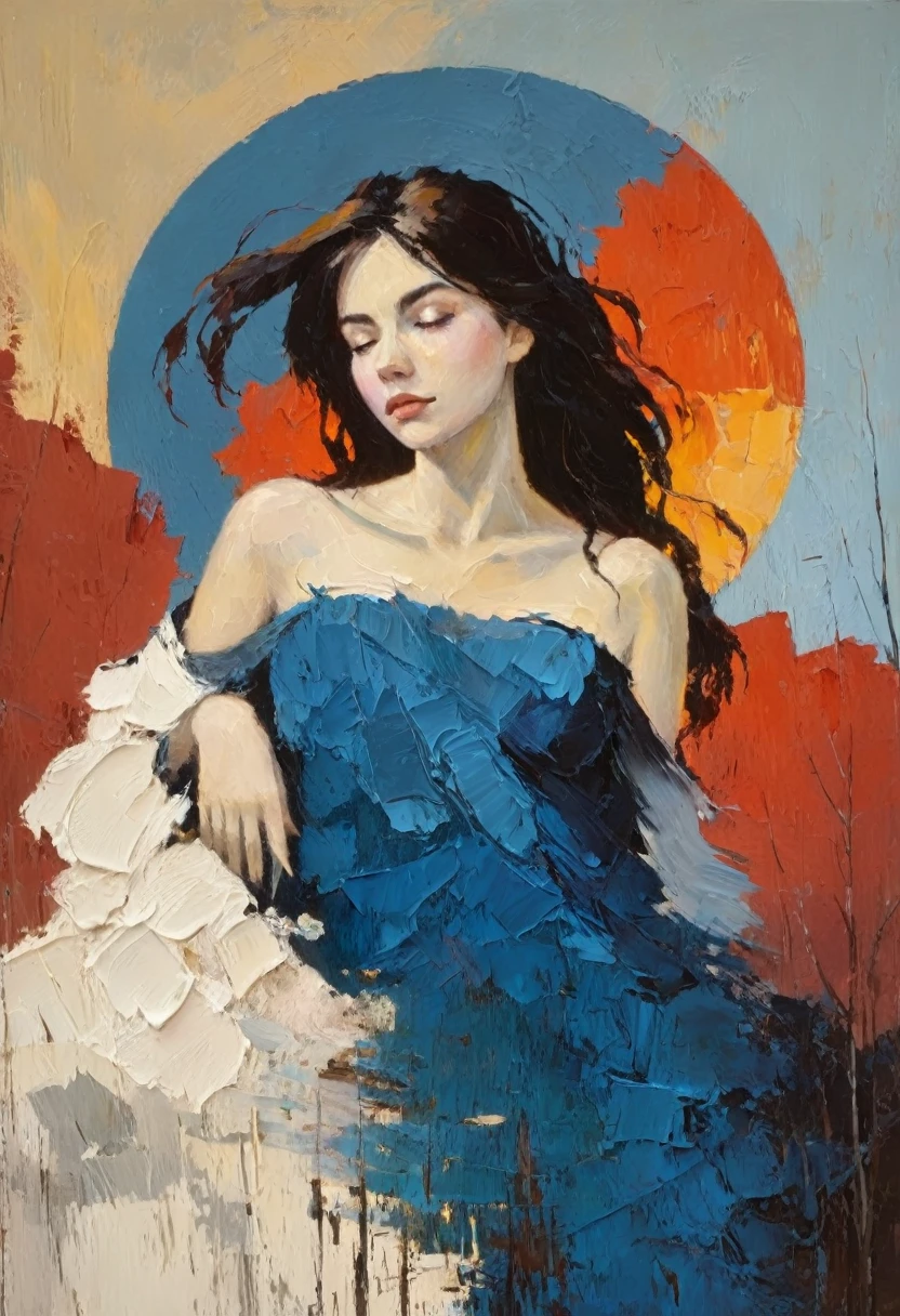 a thick textured oil painting, impasto brushstrokes, dry brushing,revealing underlayers, abstract landscape, moody lighting, dramatic shadows, muted earthy colors, vibrant colors, highly detailed, masterpiece