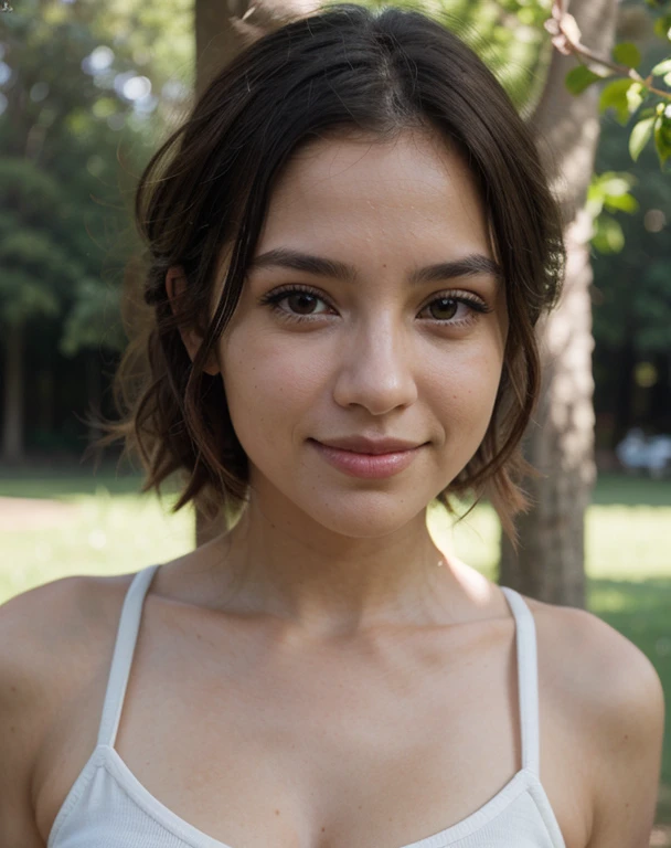 Linda hermosa y sexy morena europea de ojos verdes claros, 22 years, the girl is focused, The background is out of focus, profundidad de campo, seductive sardonic smile, sentada, poca ropa, cintura diminuta, Muy detallado, cara inocente, longitud de la cara 1.3 veces el ancho de la cara, Ojos almendrados, forma de cara cuadrada, high cheekbones, cabello naturalmente ondulado, ojos verde claro, high resolution, obra maestra, mejor calidad, detalles intrincados, Muy detallado, Sharp focus, piel detallada, realista skin textura, textura, ojos detallados, Profesional, 4k, sonrisa encantandora, disparado con canon, profundidad de campo, Kodak Vision Color, cuerpo perfectamente ajustado, extremadamente detallado, foto_\( ultra\), fotorealista, realista, Postprocesamiento, Maximum details, Aspereza, vida real, ultrarealista, fotorealism, fotography, 8k UHD, fotography