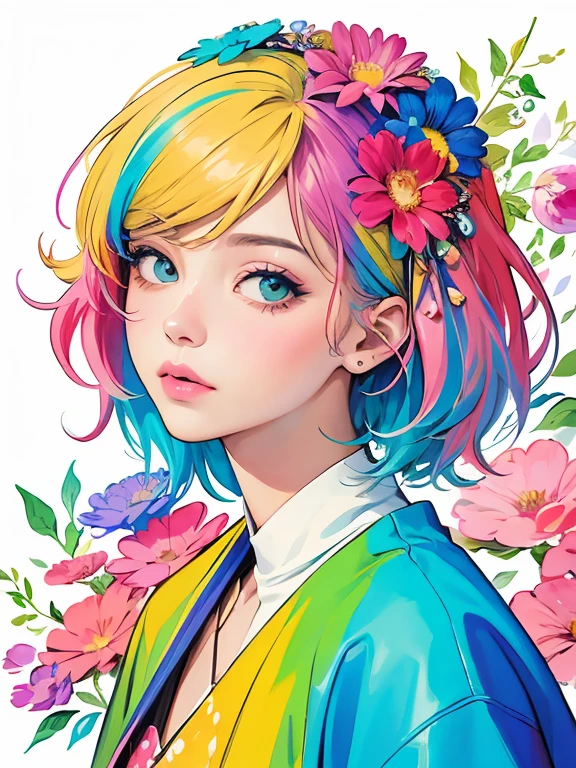 TAO Style、(((stylishなファッション))), 8K quality、Intense watercolor, detailedな水彩アート, Watercolor splash, Surreal, Avant-garde pop art, Beautiful and expressive paintings, Beautiful artwork illustration, Very colorful tones, wonderful, Cool Beauty, highest quality、Official Art, Vector art, stylish design, (((The most beautiful girl))), (((highest quality))), High resolution, ((detailed)), (((Doodle Art)), ((masterpiece)), ((Super detailed)), (((Colorful flowers))),(((stylish))),