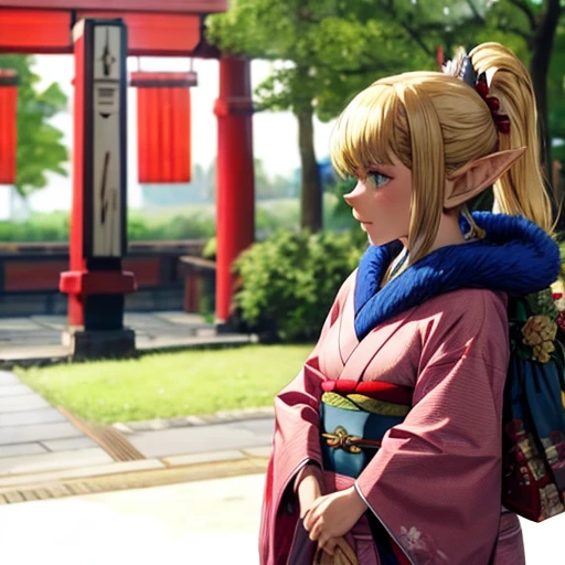Adult elf wearing a kimono