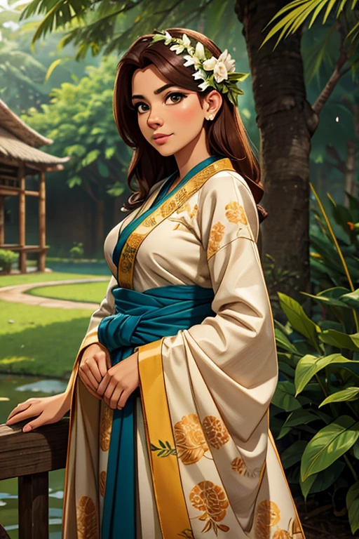 Obra de arte, papel de parede extremamente detalhado da unidade CG 8k, 1 garota, lindo, realista, blur, blurred background, blurred foreground, floresta de bambu, profundidade de campo, brincos, joia, Nariz, realista, Sozinho, Hanfu, segurando o guarda-chuva de papel oli, chuva