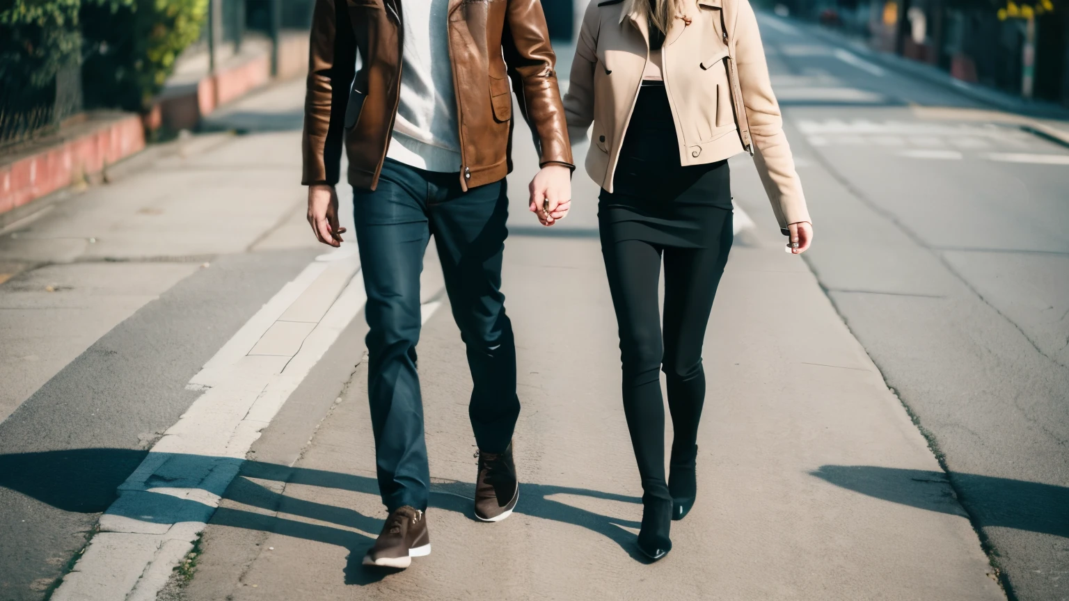 portrait of beautiful woman and handsome man walking together