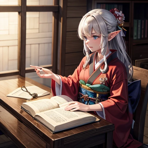 Adult elf wearing a kimono I have a spellbook