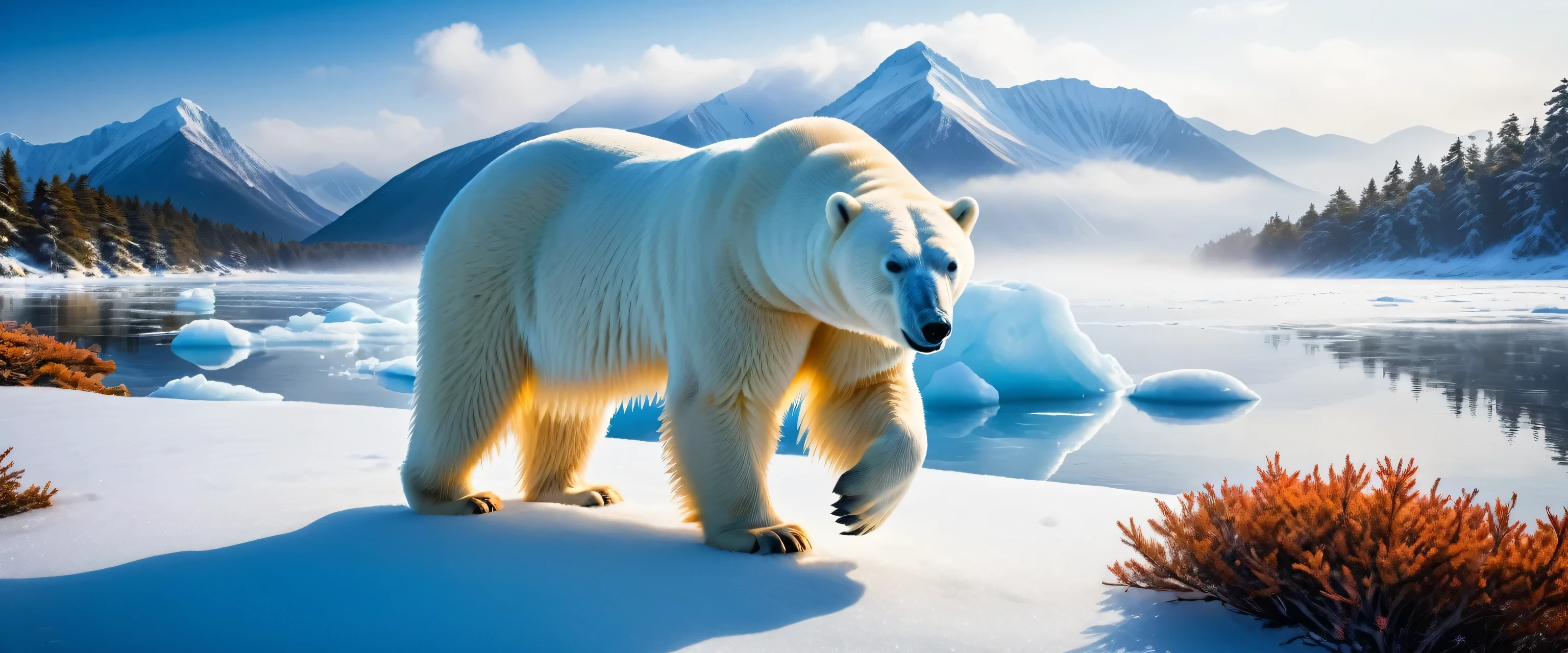 photography,3D photography,Large depth of field,High Definition,Landscape photography,National Geographic award-winning works,8k,George Digarakis,(polar bear),(polar bear),Big ice block,lake,,远景Snow Mountain,Mid-ground mist pine,Close-up of Ice Mountain,ice,Cool and warm colors,Snow Mountain,Snow scene,Snow,Snow Mountain,Close-up of ice mountain,ice,cool and warm colors,Snow Mountain,Snow scene,snow,(RAW photos,best quality),(Reality,Photo reality:1.3),masterpiece,Extremely beautiful,high resolution,The original,Perfect lighting,(RAW photos,Best quality),(reality,Photo reality:1.3),masterpiece,Extremely exquisite and beautiful,high resolution,Original,Perfect lighting,(Extremely detailed CG:1.2),Unite,2k wallpaper,Amazing,Fine details