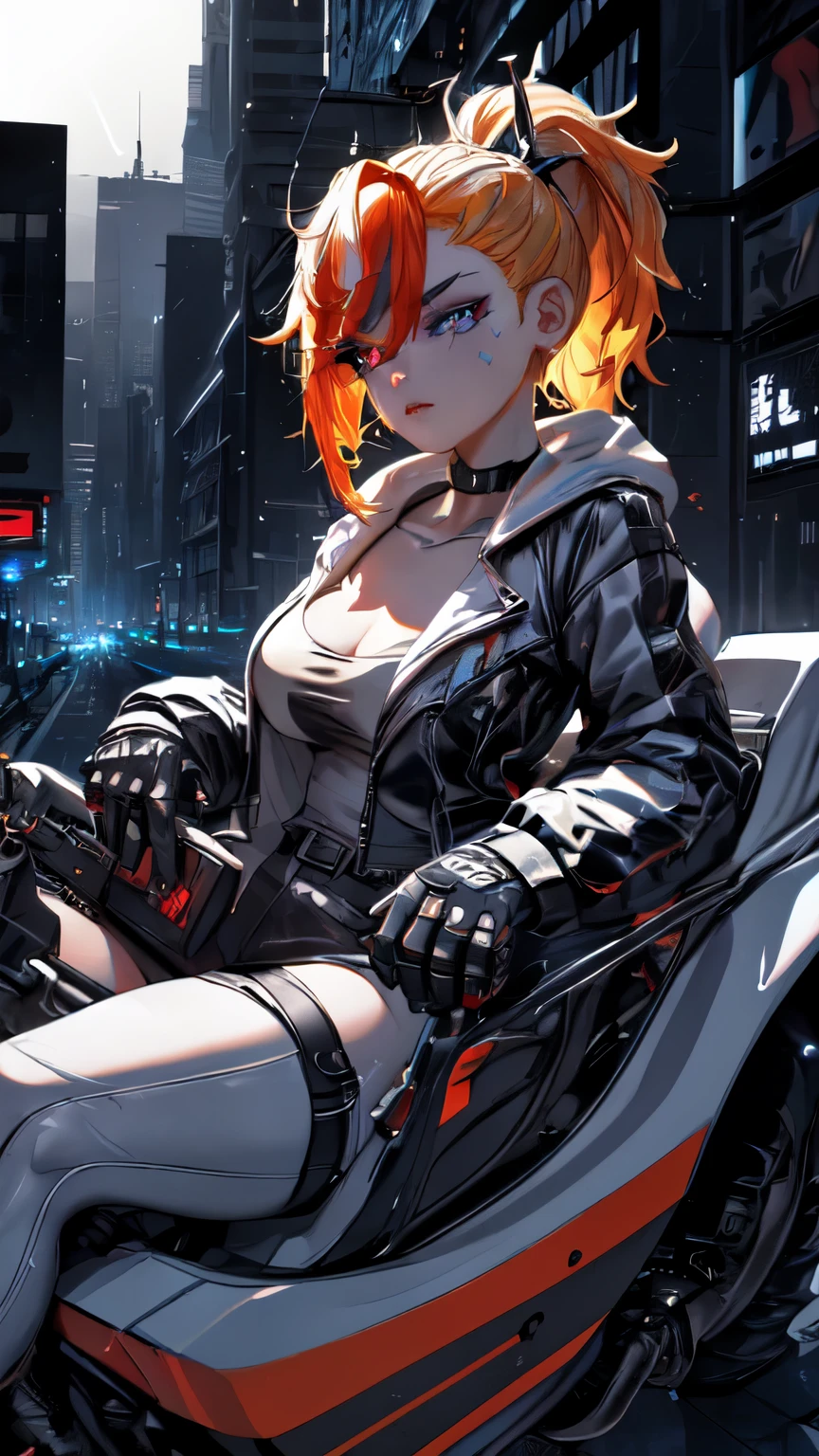 Dark_Fantasy,Cyberpunk, (Best quality, Masterpiece),white,1man,Mechanical marvel,Robotic presence,Cybernetic guardian,wearing a cybernetic jacket,city, highest quality digital art, Stunning art, wallpaper 4k, highly detailed, military robot,army, warzone,black and white, highest quality digital art, Stunning art, wallpaper 4k,8k,64k, HD, unparalleled masterpiece, dynamic lighting, cinematic, epic, damaged mechanical parts