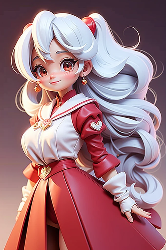 Red Cliff 3D, 1 girl, Cute girl, Kawaii, Sailor Moon, white hair, 8K, permanent, Smile, Super cute