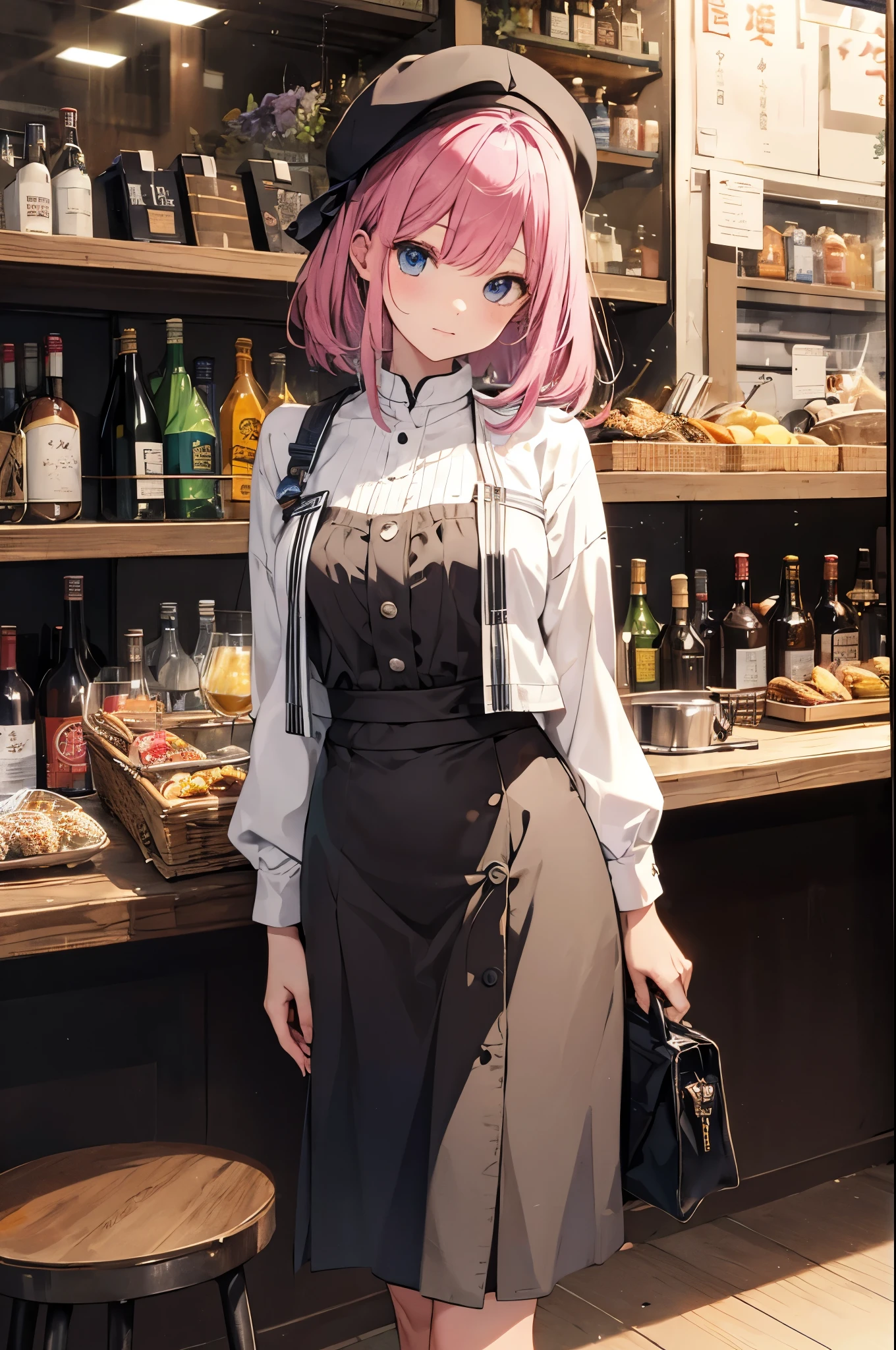 （Pretty sister:1.3）、(Super detailed)、Spring atmosphere、night、liquor、居liquor屋、Messy Hair、moisture、Pink Hair