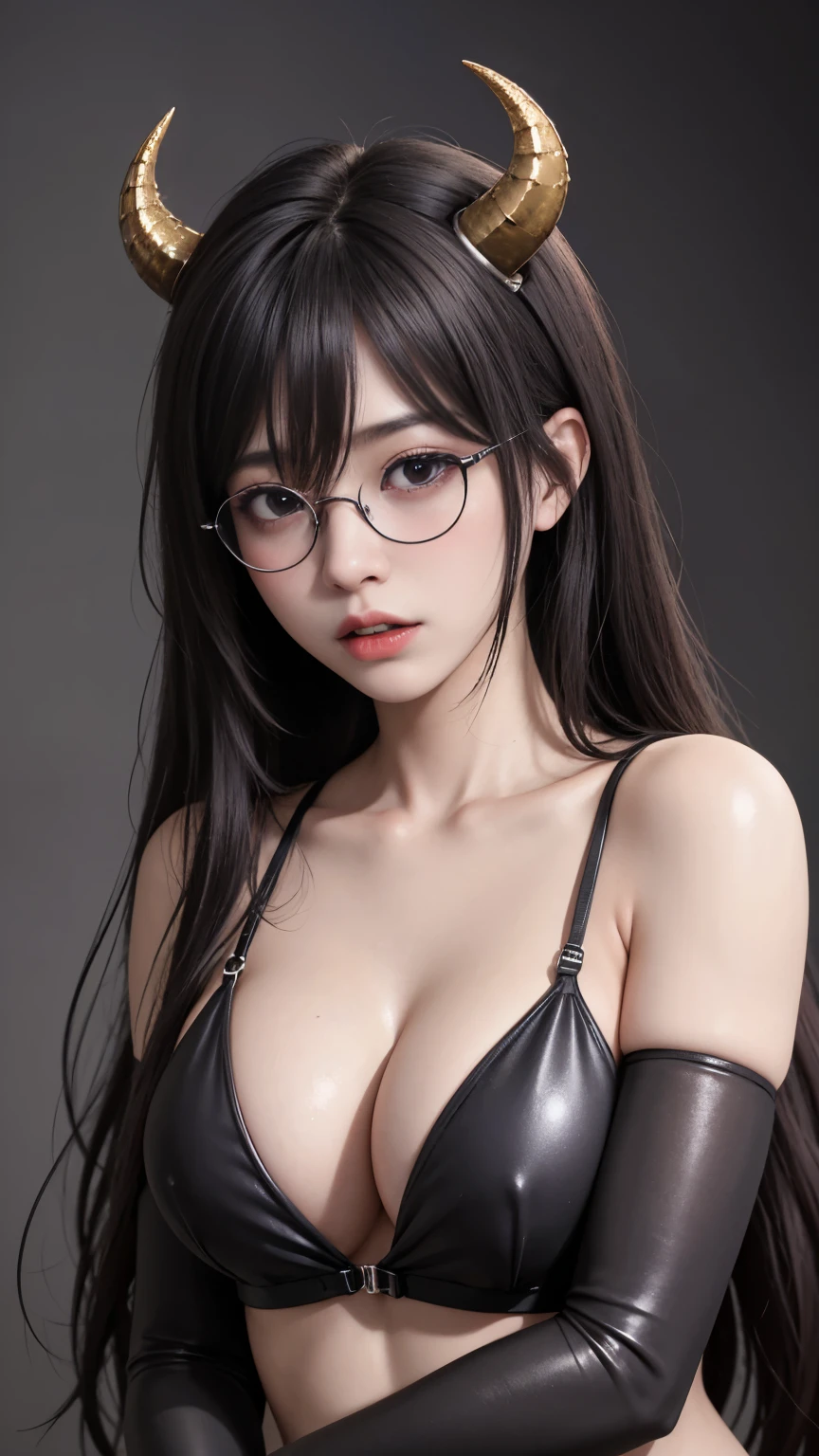 background(Black Night Sky,Big Moon),Woman close up,Wearing a white shirt、Purple Hair,Very long hair,very thick braids,Purple eyes,big 、((((Glasses))))、realistic girl rendering, 8k artistic german bokeh, Enchanting girl, Realistic girl, Gurwitz, Gurwitz-style artwork, Girl Roleplay, Realistic 3D style, cgstation Popular Topics,, 8K Portrait Rendering,(truth,truth:1.4),Wear pink pajamas,巨big ,Sparkling eyes,Purple eyes、(highest quality,4K,8k,High resolution,masterpiece:1.2),Very detailed,(Realistic,photoRealistic,photo-Realistic:1.37),Mythical monster,Beast-like creature,Muscular,Six big legs,Stand like a gorilla,Red fur covering the body,two big horns,Drill teeth,Sharp Claws,Huge shape,Burning Fire Magic,Energy aura,A threatening presence,Glowing Eyes,Intimidating posture,dark environment,Smoke-filled air,Ominous Shadow,Majestic and fierce,Explosive power,Vibrant colors,bold,Horror art style,Moving configuration,Dramatic lighting,Rib Layer,large sharp teeth,Sharp Edges,Very detailedスケール,Burning Crack,Burning Flames,Furious look,Burning with anger,Surrounded by sparks and embers), Scared, dark, spooky, Underwater mist liquid swirling cavity, highest quality, Front view, Satanic, 18 year old asian girl、Liu Wen, Shaved eyebrows, With big black ram horn, , A large snake with slimy tentacles wrapped around its shoulders. Moody and dramatic lighting, Lang Yun, storm, lightning, Smoke and Fog Environment, Fuzzy smoke background, Wide-angle shot, Wide-angle shot, elevation, Extreme angle shot, Vignette, Unrealistic Nightmare,