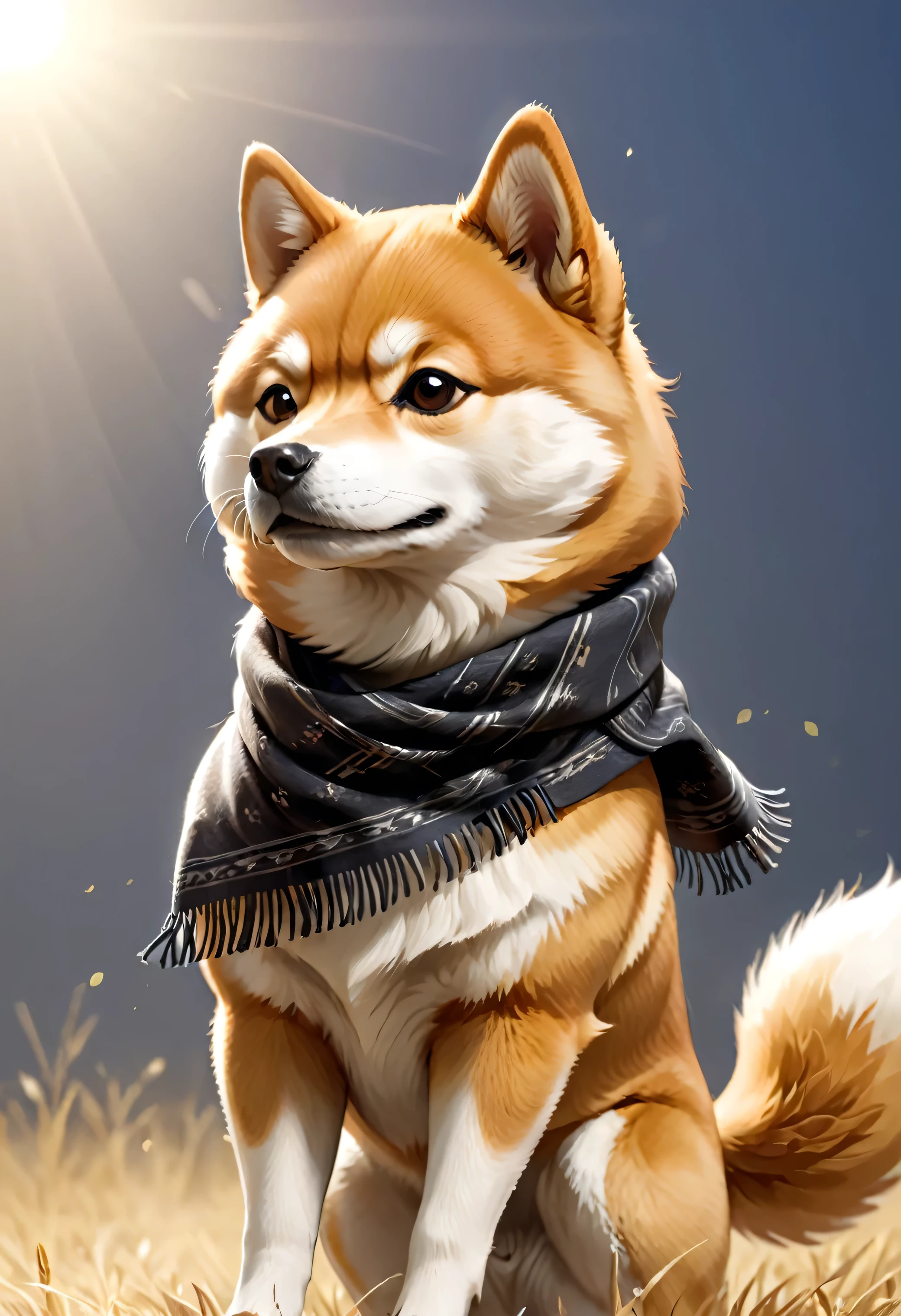 cowboy:((Shiba Inu)),cowboy costume:detailed,cowboy hat,scarf,Gunner,Western Background,Complex details,Beautiful light and shadow,cooked,Animal anthropomorphism,Anthropomorphic Shiba Inu,Cool,Fluffy Shiba Inu,Fluffy texture