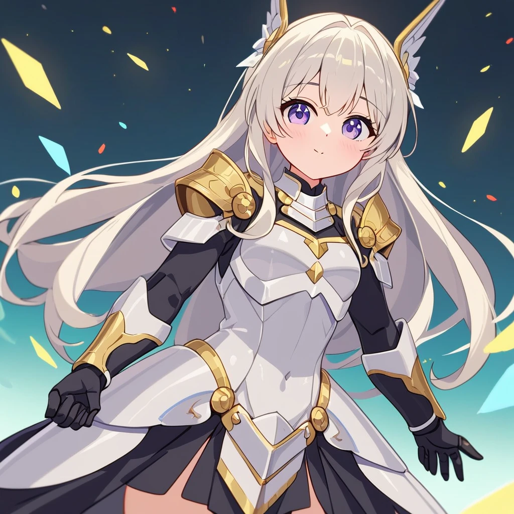 anime, waifu, exceptional, best aesthetic, new, newest, best quality, masterpiece, BREAK Cute 1girl, shiny black armor, white long hair, absurdres, solo