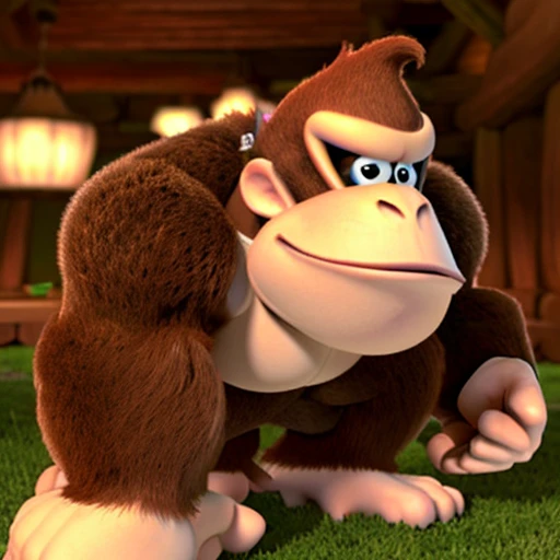 photo portrait of Donkey Kong in Pixar style, real