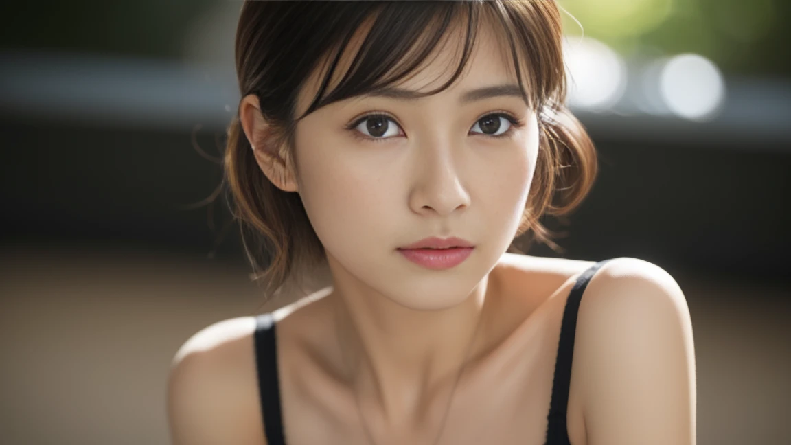 有村架純 最high quality, masterpiece, 1 girl, Beautiful Face, (photo-Realistic:1.3), Rim Light, (Skin with attention to detail:1.2), 8K Ultra HD, Digital single-lens reflex camera, high quality, High resolution, 4K, 8k, Bokeh, (Realistic:1.3)(Black satin lingerie),My breasts are medium,