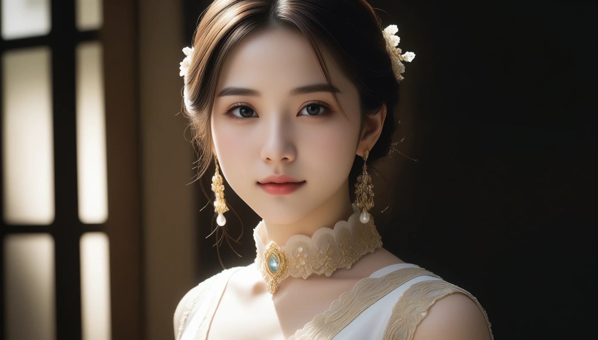 8k, Ultra-high resolution, highest quality, masterpiece, Surreal, photograph, 1 girl, (16 years old:1.3), pretty girl, Cute Face, Beautiful eyes in every detail, 細かくdetailedに,masterpiece,, One Girl:1.2, Japan Female Announcer, One beautiful woman,octopath traveler,(Fractal Art:1.3),colorful,最もdetailedな,Bold Pose,Looking at the audience、beauty,Long neck、Laugh a little、Please close your mouth and laugh、(((Ideal body type))),A cup small breasts :2,、Portraiture:2、Perfect Anatomy、鮮明なdetailed、detailed、Surreal、Light and shadow,Strong light,Fashion magazine cover,Thin lips