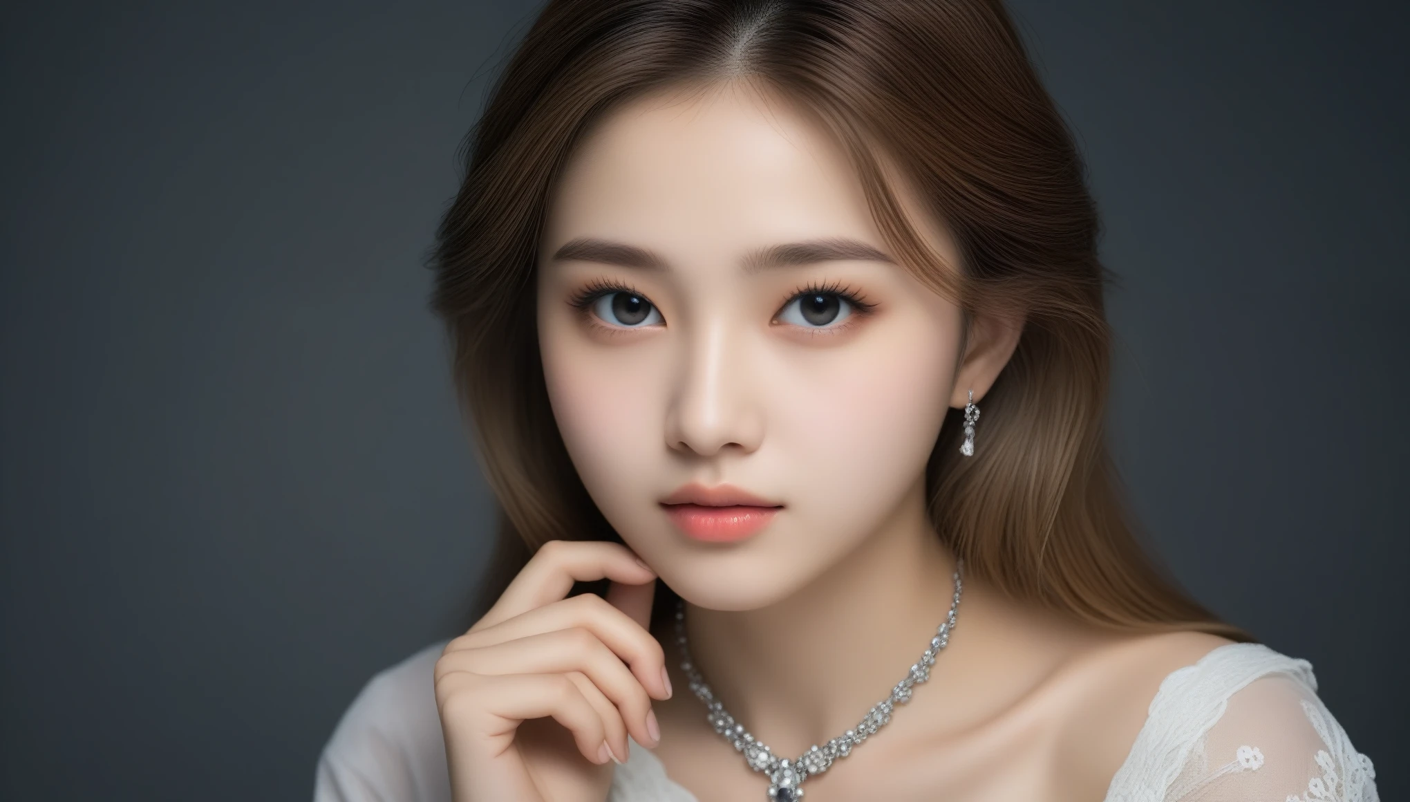 8k, Ultra-high resolution, highest quality, masterpiece, Surreal, photograph, 1 girl, (16 years old:1.3), pretty girl, Cute Face, Beautiful eyes in every detail, 細かくdetailedに,masterpiece,, One Girl:1.2, Japan Female Announcer, One beautiful woman,octopath traveler,(Fractal Art:1.3),colorful,最もdetailedな,Bold Pose,Looking at the audience、beauty,Long neck、Laugh a little、Please close your mouth and laugh、(((Ideal body type))),A cup small breasts :2,、Portraiture:2、Perfect Anatomy、鮮明なdetailed、detailed、Surreal、Light and shadow,Strong light,Fashion magazine cover,Thin lips