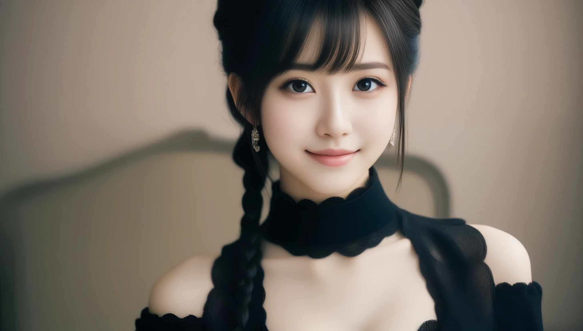 8k, Ultra-high resolution, highest quality, masterpiece, Surreal, photograph, 1 girl, (16 years old:1.3), pretty girl, Cute Face, Beautiful eyes in every detail, 細かくdetailedに,masterpiece,, One Girl:1.2, Japan Female Announcer, One beautiful woman,octopath traveler,黒いトップスと白いシャツを着た女性がphotographを撮るためにポーズをとっている, ((short hair)), 20-year-old female, Surrealism, Flower smile、Beautiful teeth alignment、Black Hair,Bold Pose,Looking at the audience、beauty,Long neck、Laugh a little、Please close your mouth and laugh、(((Ideal body type))),A cup small breasts :2,、Portraiture:2、Perfect Anatomy、鮮明なdetailed、detailed、Surreal、Light and shadow,Strong light,Fashion magazine cover,Thin lips
