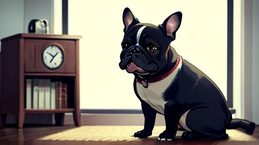 Clock Alarm Clock Crouching French bulldog barking
