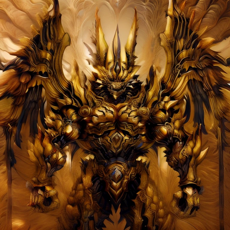 (Pokémon) (Zeraora), (masterpiece, best quality, detailed:1.2), (nj5furry), (medieval armor:1.3) sparkling skin, Vibrant colors, 4K, GOLD armor, Its full plate armor emphasizes the muscles. big muscle (pecs, triceps, traps) unusually developed muscular body, body full of huge muscles. showing off muscles, pectorales enormes. Exaggeratedly huge muscles. Gigachad Muscular, Very muscular, Large pecs, Spread wings, It has wings. have big wings. has 10 large wings. It has large golden wings. The feathers on its wings are detailed and realistic.