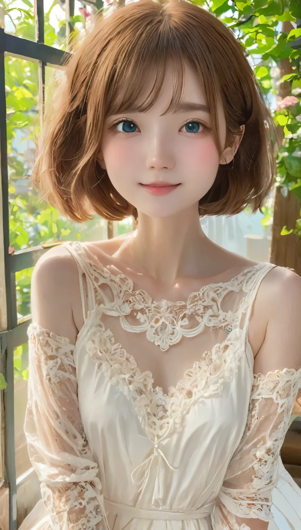 8k, Ultra-high resolution, 最high quality, masterpiece, Surreal, photograph, 1 girl, (16 years old:1.3), pretty girl, Cute Face, Beautiful eyes in every detail, 細かくdetailedに,masterpiece,Japan Female Announcer,Beautiful girl, 非常に美しいdetailedな顔, (Please open your mouth a little, Sexy Looks:1.1), (Beautiful small breasts:1.3), (Slender body:1.2), (Lace wedding dress with shoulders wide open chest:1.5), mini skirt,(Exposed breasts:1.5), pubic hair, キャメルトゥのdetailed, (Beautiful Face:1.2), accessories, Earrings, Conceptual Art, high quality, Realistic, 非常にdetailedな CG 統合 8k 壁紙, 非常にdetailedな, 高解像度の生のカラーphotograph, プロのphotograph撮影, Realistic portrait, Cinematic Light, Beautiful details, Attention to detail, (((Bokeh))), Written boundary depth, illumination, Super stylish lighting,Bob Cut Hair, Dynamic pose、 Sexy pose、See through 、Looking at the audience、beauty,Long neck、Laugh a little、Please close your mouth and laugh、(((Ideal body type))),A cup small breasts :2,、Portraiture:2、Perfect Anatomy、鮮明なdetailed、detailed、Surreal、Light and shadow,Strong light,Fashion magazine cover,Thin lips