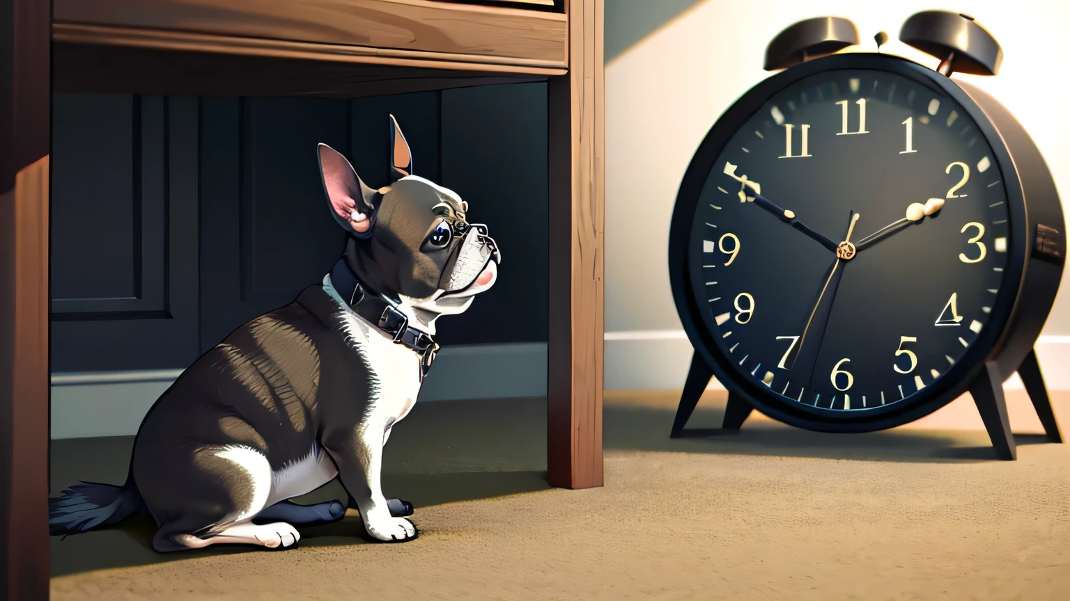 Clock Alarm Clock Crouching French bulldog barking