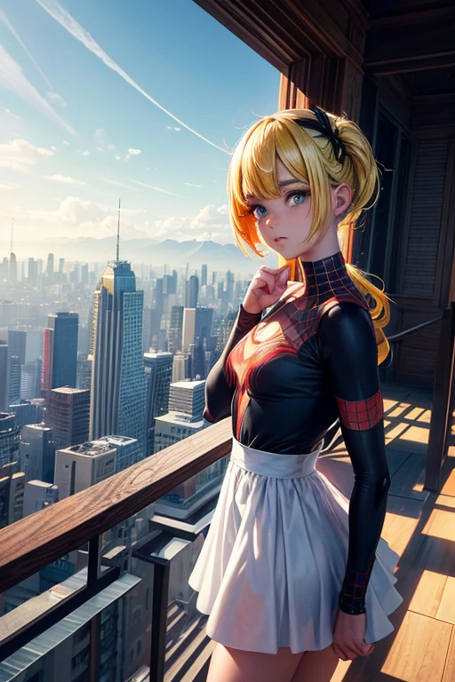 (1 chica:1.3), Solo, (((Very cara detallada)))), ((Ojos y rostro muy detallados.)))), hermosos detalles ojos, Partes del cuerpo__, arte oficial, fondo de pantalla unificado 8k, Super detailed, Hermoso and Hermoso, Hermoso, obra maestra, mejor calidad, original, obra maestra, super fine photo, mejor calidad, super high resolution, realismo realista, luz de sol, Retrato de cuerpo entero, belleza extraordinaria, dynamic pose, cara delicada, ojos vibrantes, (desde el frente), Lleva un traje de Spider-Man., red and black color combination, spider, fondo muy detallado del techo de la ciudad, Techo, con vistas a la ciudad, cara detallada, fondo ocupado complejo detallado, desordenado, gorgeous, blanco lechoso, piel muy detallada, detalles de piel realistas, visible pores, Enfoque claro, volumetric fog, 8k UHD, DSLR, Alta calidad, film grain, Piel blanca, photographic realism, lomography, Futuristic dystopian megalopolis, translucent