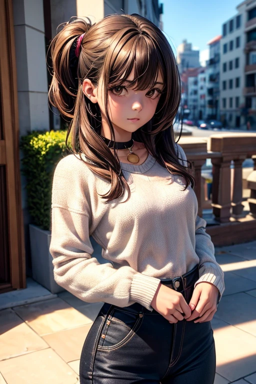 1 chica en, edad19, Solo, pelo largo, Colosal , mirando al espectador, pelo rubio, hombros descubiertos, Brown eyes, joya, cuerpo completo, un collar, fuera de los hombros, Sweaters, realista, un sexy (((pussy)))
