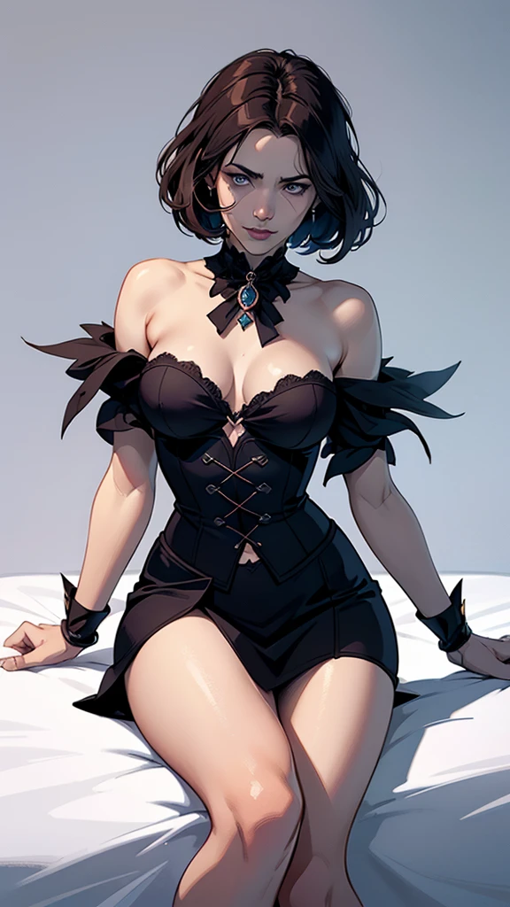 a close-up of a cartoon-style GTA digital illustration sitting on a fence with a bat, Morrigan Aensland, morrigan, estilo artegerm, artegerm extremamente detalhado, estilo artegerm, modelo uniforme | artegerm, no estilo artegerm, da liga das lendas, samira da liga das lendas, personagem de liga das lendas, style of artegerm vibrante que contrasta com Turnaround sheetsua pele clara. - You reflect a mix of curiosity and determination. - Ela tem uma estatura alta, with a slender and agile figure, evidenciando sua agilidade e destreza. -fundo colorido Design de personagens de retrato, beautiful digital illustration, retrato de alta qualidade, Arte em quadrinhos, Corpo inteiro sensualizando ou pelada. folha de retorno. member return leaf clothes of the day hellish day expression love wearing sadomasochistic clothes Character pose random scenery Style Yvonne Strahovski Cartoon style digital illustration colorful background diverse attractive woman sesy medium breasts beautiful witch clothes in symmetrical, female girlfriends pose beautiful breasts in cartoon style beautiful and dynamic digital illustration snow white together with cinderella with body in symmetry a beast in a corset and a beautiful sorceress, cabelo loiro, Magia, cabelo curto loiro, estilo fantasia, vestido loiro, sorriso loiro, detalhado blue eyes, detalhado brown eyes, revelando o manto assassino, Magia robe, D&D, The cloak is made of origami, Weilding, polvilhar de vezes, detalhes intrincados, realista, octane rendering, Focado, detalhado, de fotorreal, Hiperrealismo, 4k