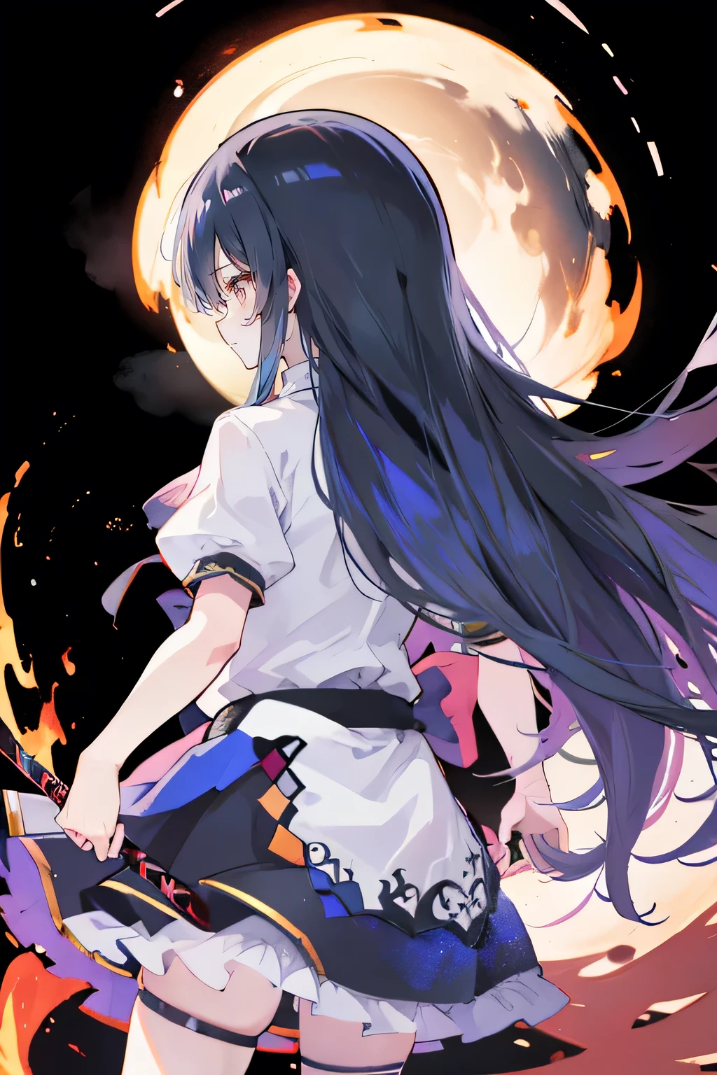 Anime girl holding a sword in the fire, Anime epic artwork, 4k Anime Wallpaper, Anime Art Wallpaper 4K, Anime Art Wallpaper 4K, Anime Wallpaper 4k, anime art wallpaper 8 k, Anime Wallpaper 4 k, Bad guy anime 8k, Anime Wallpaper, Anime Wallpaper, hd Anime Wallpaper, Anime style 4K, 4k comics wallpaper,black and white silhouette,back view.