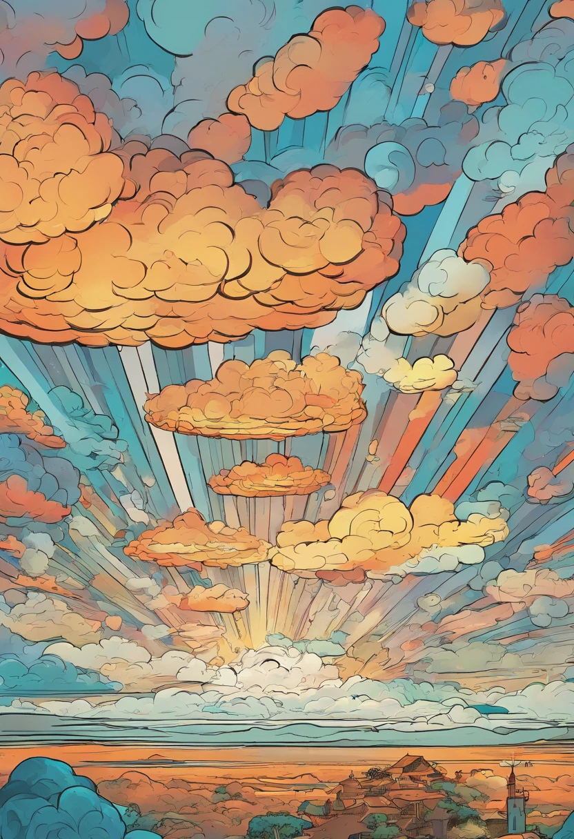 Estou no alto de uma montanha olhando pra uma pequena vila portuguesa no meio de um vale muito profundo e verde, sobre esse vale tem uma colossal e magnifica nuvem cumulus nimbus com rtons de branco e azul, essa nuvem abrange 75 %da area da imagem. Focus more on the cloud