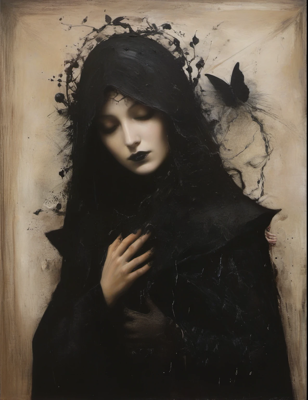 James Gurney, Surrealist art , dream-like, Mysterious, Provocative, symbolic, Complex, detailed,, (Gothic but very beautiful:1.4), (masterpiece, highest quality:1.4) , Nicola Samori Style, the lovers