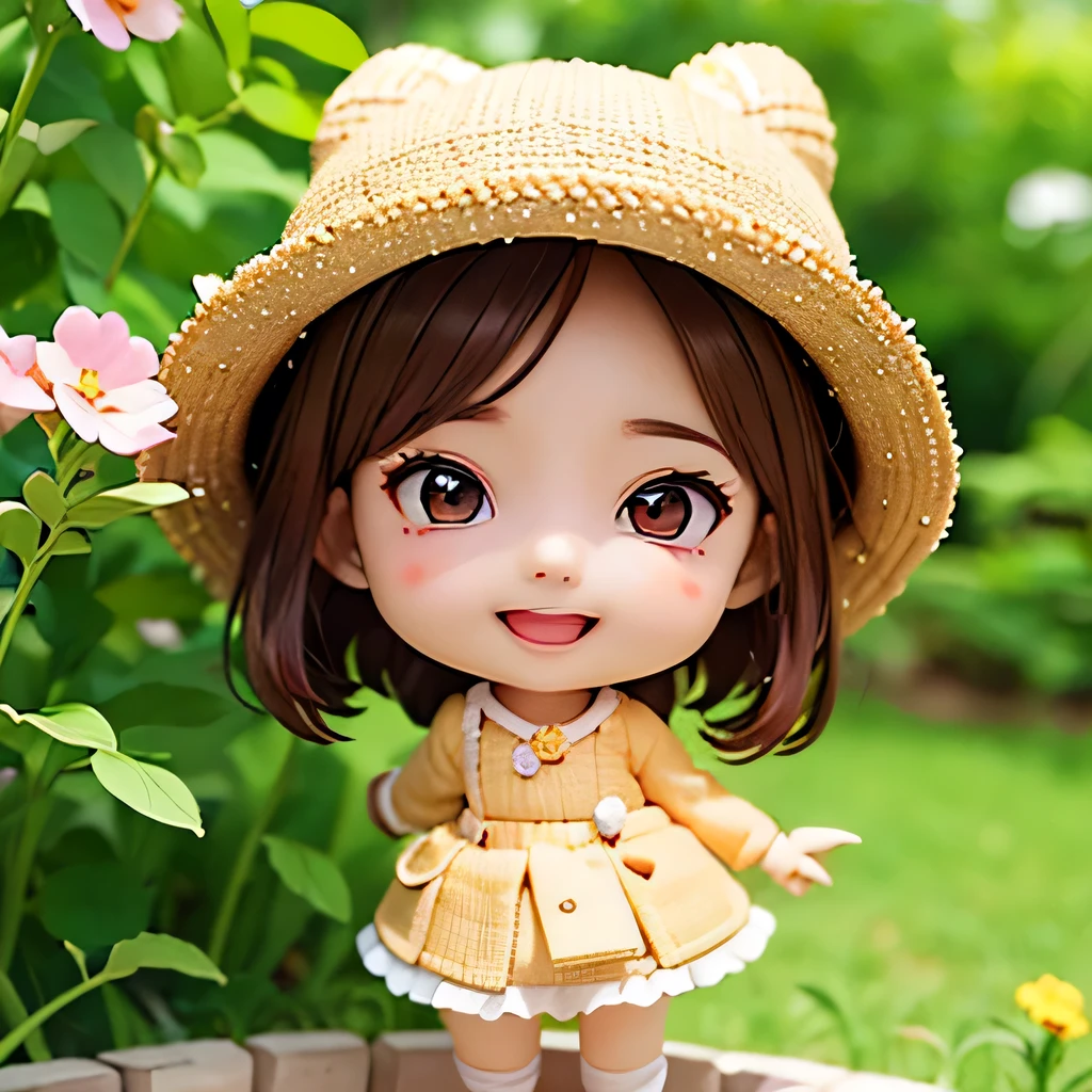 (masterpiece),(best quality),(ultra-detailed), (full body:1.2), 1girl,chibi,cute, smile, open mouth, (beautiful detailed face), (beautiful detailed eyes), (close up), garden, 