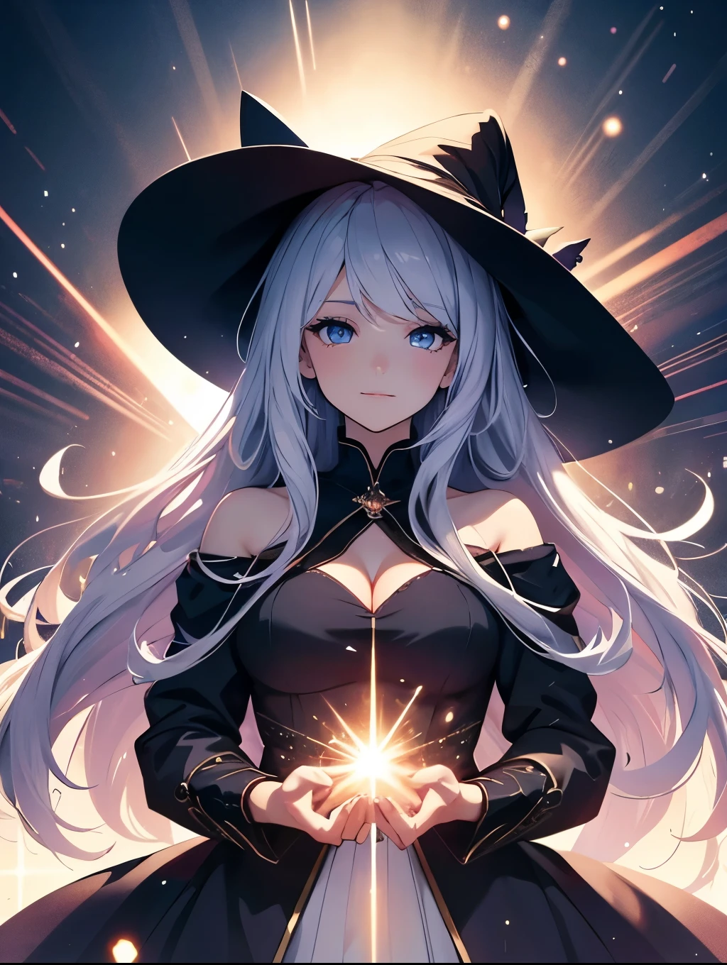 1woman24歳
Beautiful sparkle,
Romanticism,
The most beautiful々Color, particle,A beautiful 24-year-old with a gentle, magical light、Fox Ears、Silver Hair、Like Fujiko Mine、Beautiful Eyes、High-definition depiction, Realistic, 8k, Unity, wide shot, light smile, Beautiful and clearly painted, explosion, beautiful anime witch, witch's veil, witch clothes, Countless rays of light falling down, swirling light, big explosion background, one arm up over head, Intense light is emitted from the magic circle in front of the girl.