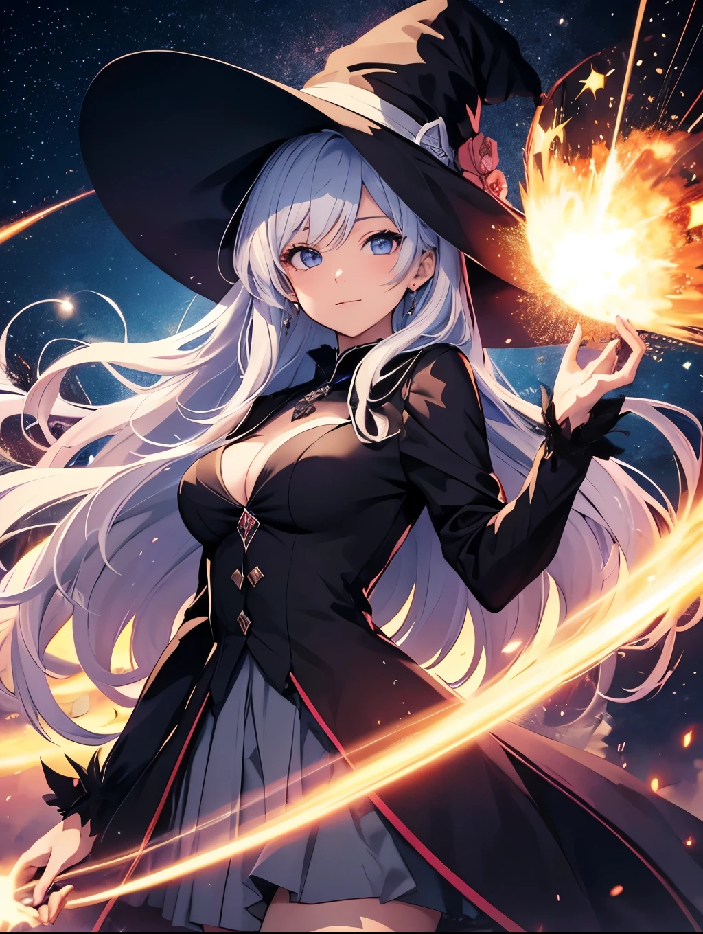 1woman24歳
Big Explosion!!
Romanticism,
The most beautiful々Color, particle,A beautiful 24-year-old with a gentle, magical light、Silver Hair、Like Fujiko Mine、Beautiful Eyes、High-definition depiction, Realistic, 8k, Unity, wide shot, light smile, Beautiful and clearly painted, explosion, beautiful anime witch, witch's veil, witch clothes, Countless rays of light falling down, swirling light, big explosion background, one arm up over head, Intense light is emitted from the magic circle in front of the girl.