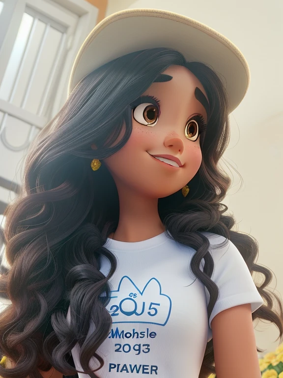 Uma mulher morena estilo disney pixar, alta qualidade, melhor qualidade