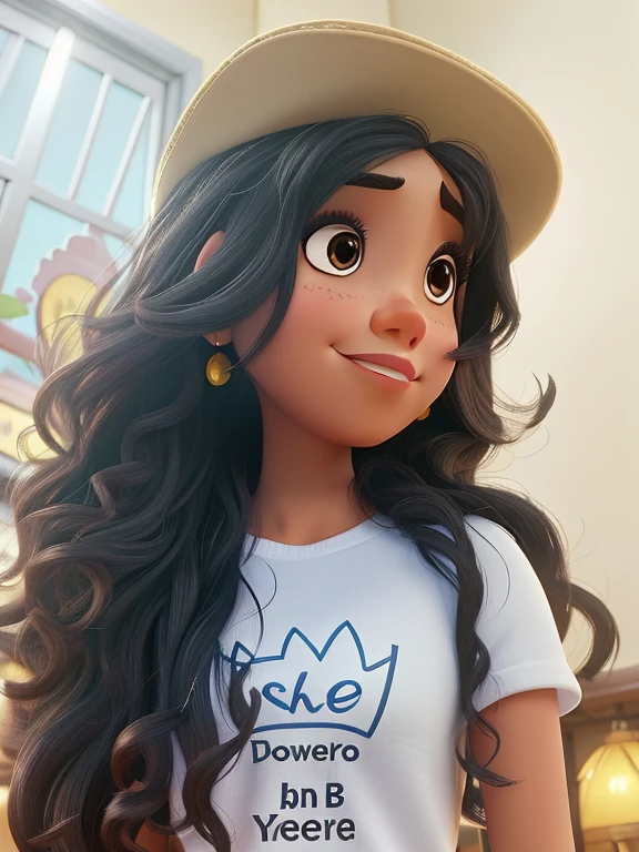 Uma mulher morena estilo disney pixar, alta qualidade, melhor qualidade