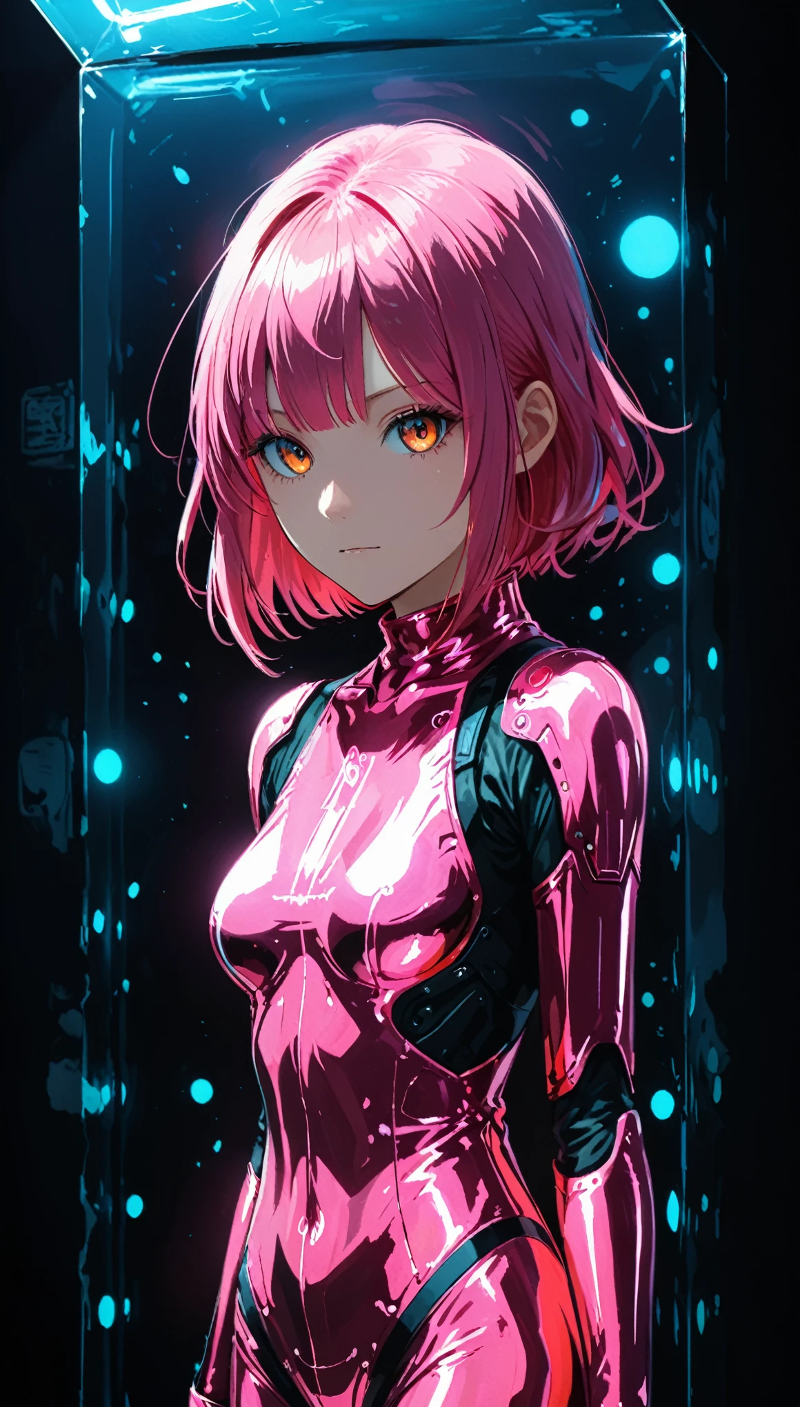 8k, arms behind back, full body, slim figure, flat bust, 1 female model, sparkling red eyes，gradient pupil color，high-heels，seductiv，Charming, wearing a light summer dress, short bbbnde hair, dorothy haze, bobcut, monroe, by hajime sorayama