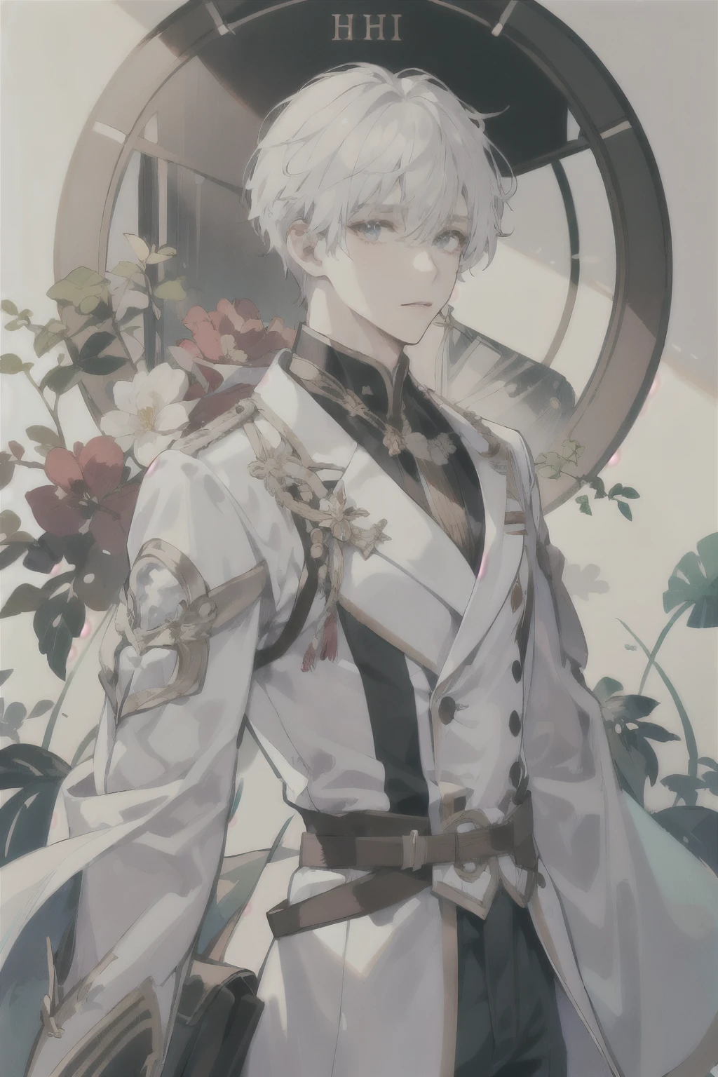 (White Hair)、"Center-parted mash hair" Part in the middle、♂♂♂、male、alone、Prince