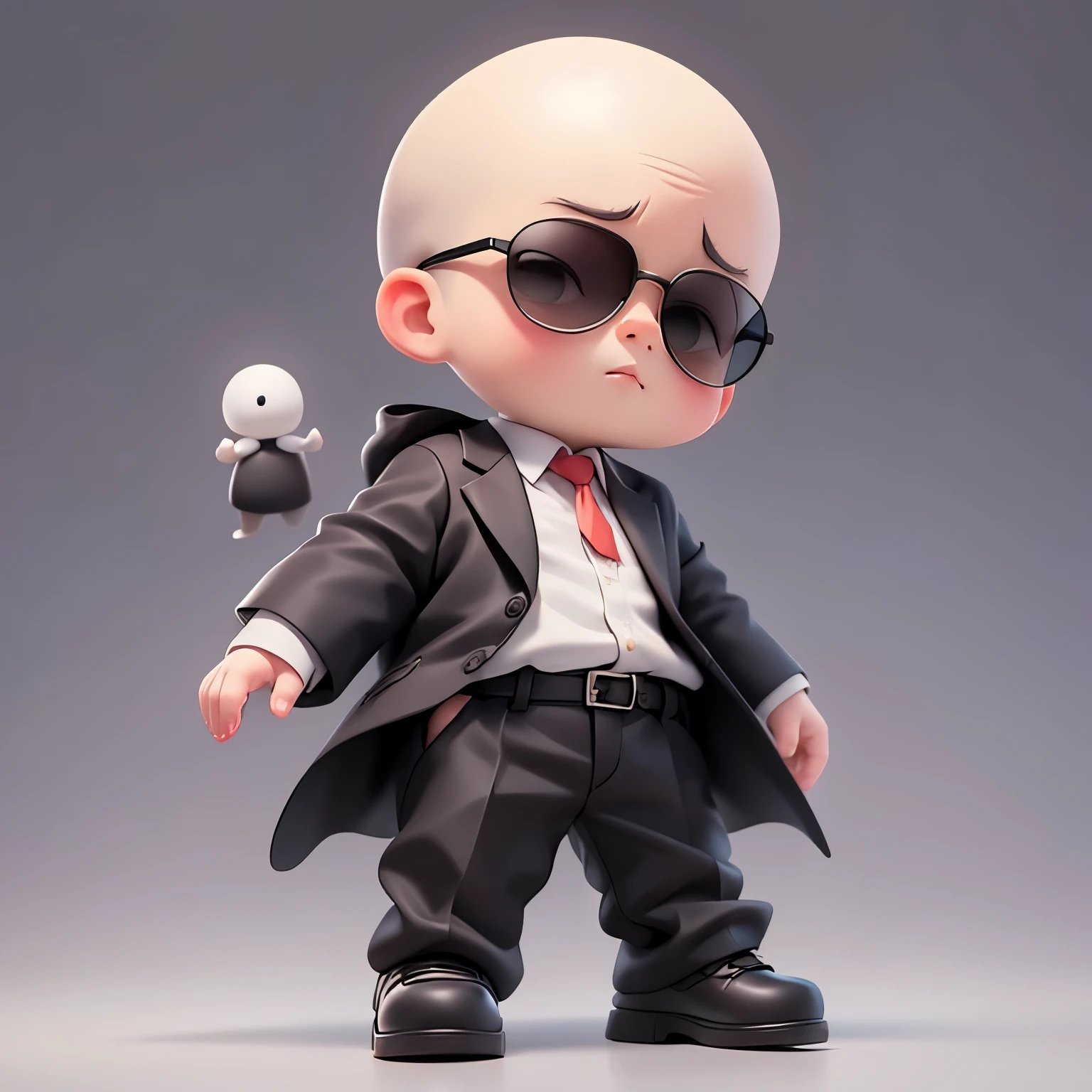 A baby,Suit,BOSS BABY,（Wear sunglasses)，(Baldhead)，Sharp eyes,Clean background
