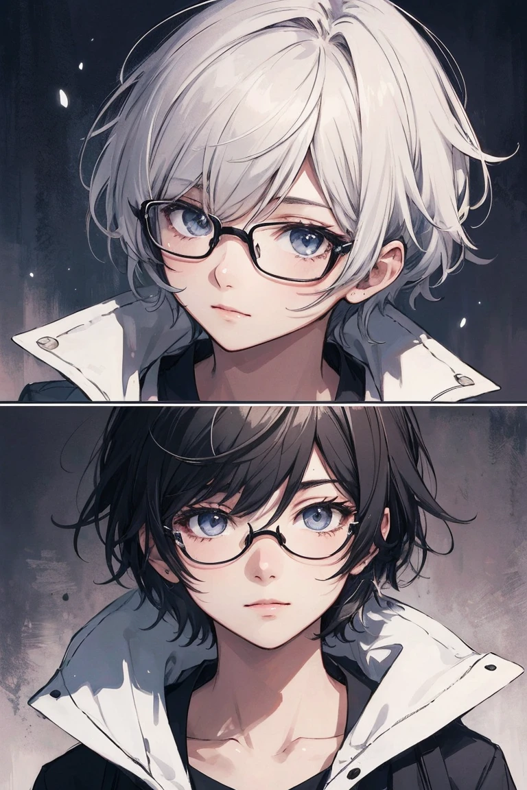 masterpiece, highest quality, High resolution,Anime Style、male、Shortcuts、Glasses