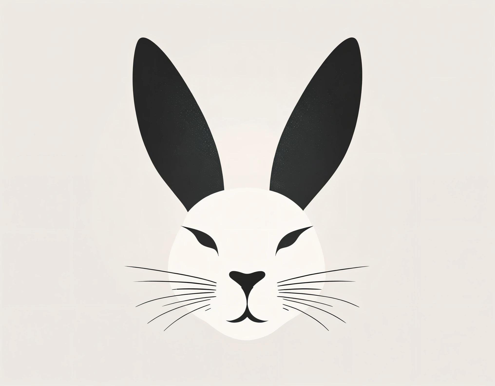 a minimalist rabbit head icon, detailed rabbit face, beautiful eyes, soft fur texture, abstract background, clean design, simple shapes, monochrome color palette, high contrast, minimalist style, clean lines, geometric shapes, modern art, digital art, illustration